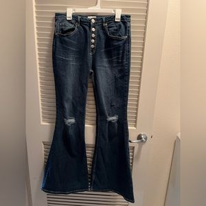 Flare leg distressed Shyanne jeans with button fly.